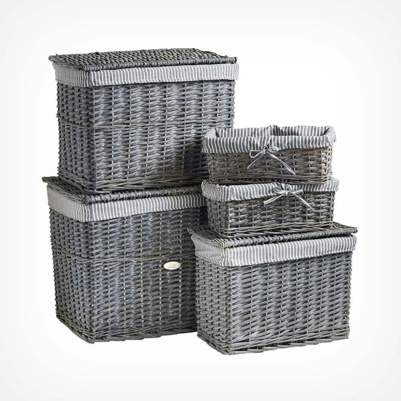 Grey Wicker Basket Set by VonHaus