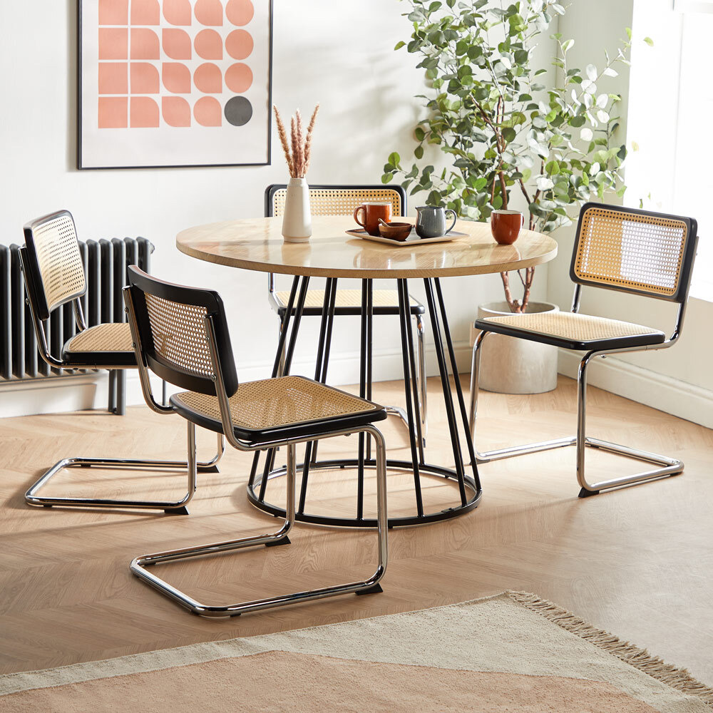 Mosley 4 Seater Round Dining Table by VonHaus | ufurnish.com