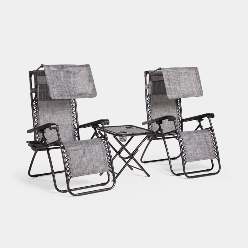 Zero Gravity Table and Chair Set with Canopy by VonHaus