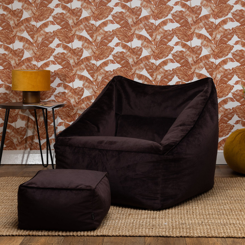 icon Natalia Velvet Giant Bean Bag Armchair & Footstool by Wayfair