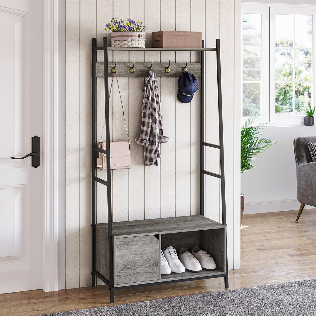 Steel Hall Tree with Bench and Shoe Storage by Wayfair