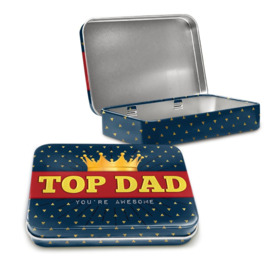 Top Dad Daddy Pops Father Crown Metal for Him Decorative Box