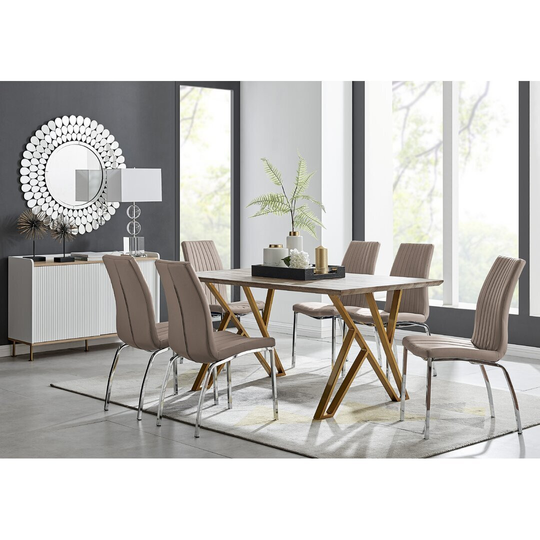 Kylo Brown Wood Effect Dining Table & 6 Black Corona Black Leg Chairs