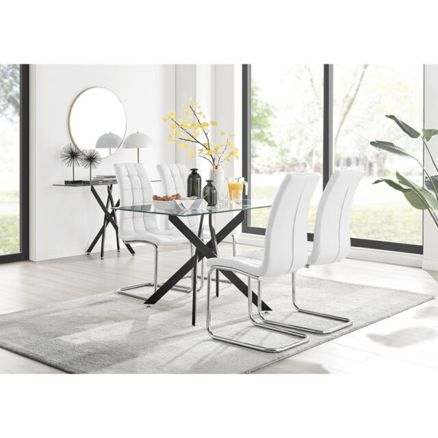 Lenworth Metal and Glass Rectangular Dining Table Set with 4 ...