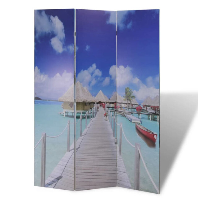 Folding Room Divider 170 Cm – Beach Scene Privacy Screen For Living ...