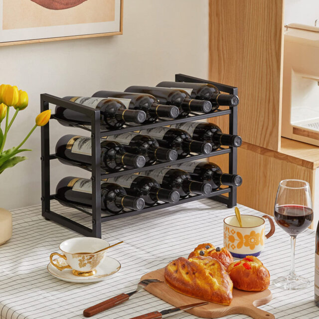 Castara Wine Bottle Rack Black by Wayfair | ufurnish.com
