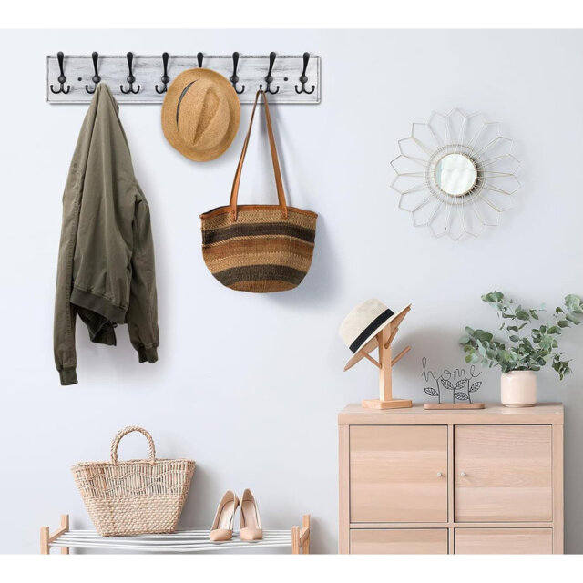 8 - Hook Wall - Mounted Heavy - Duty Wooden Coat Rack, Perfect for ...