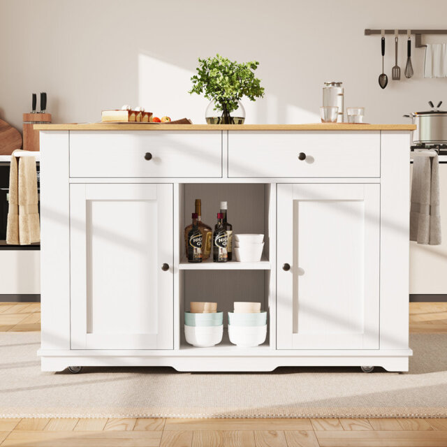 Kitchen Island with 2 Drawers and Storage Racks by Wayfair | ufurnish.com
