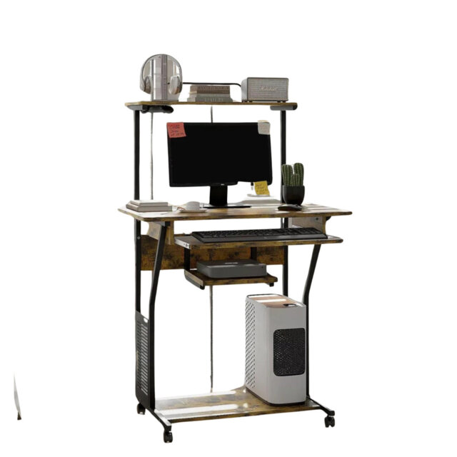 80Cm W Rectangular Computer Desk With Keyboard Tray And Shelves by ...