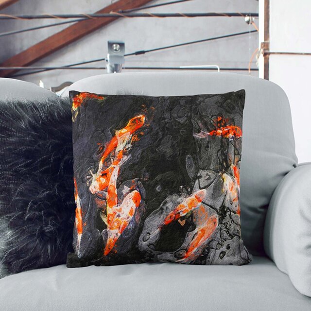 SMALL SQUARE CUSHION PLAYING KOI