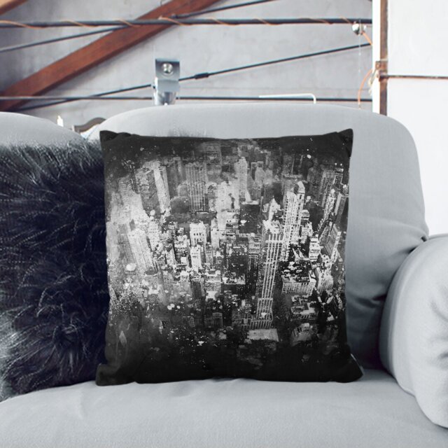 Birds Eye View of New York City Paint Splash Cushion with Filling by ...