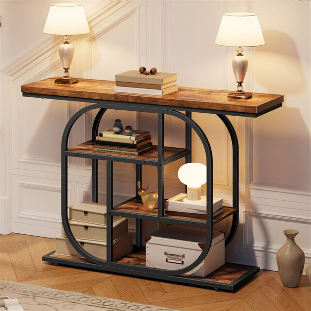 Console Table For Hallway, Industrial 4-Tier Display Sofe Table by ...