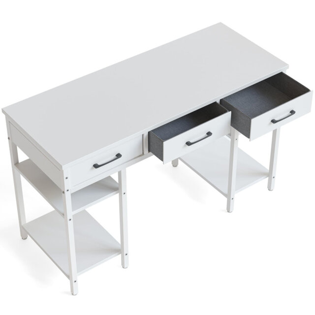 Computer Desk With Fabric Drawers And Storage Shelfs, Small Office Home ...