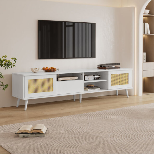 90 - inch TV Stand: 200 cm Oak Rattan by Wayfair | ufurnish.com