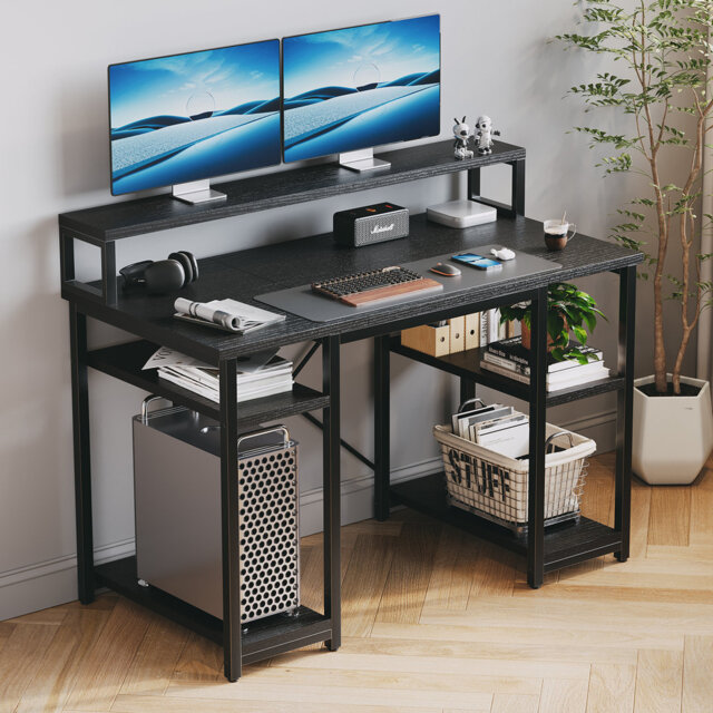 Office Desk With Small Table,Dual Monitor Computer desk,Writing Desk ...
