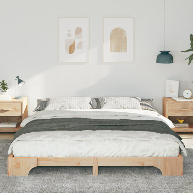 Floor Bed Frame Brown 180 X 210 Cm Solid Pine Wood by Wayfair ...