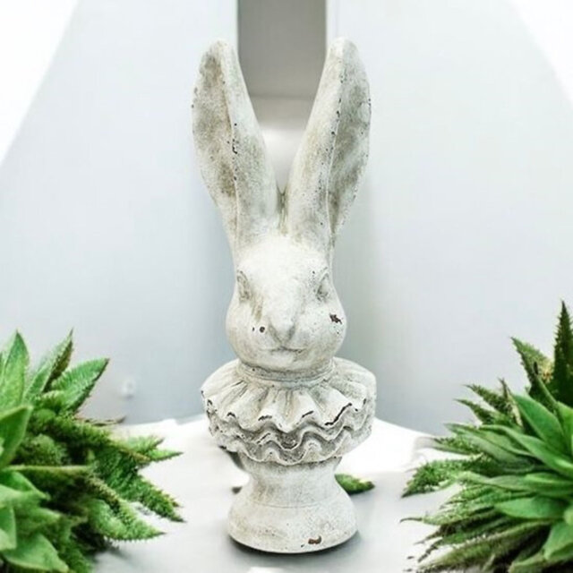 Cream Cement Rabbit Head Statue by Wayfair | ufurnish.com