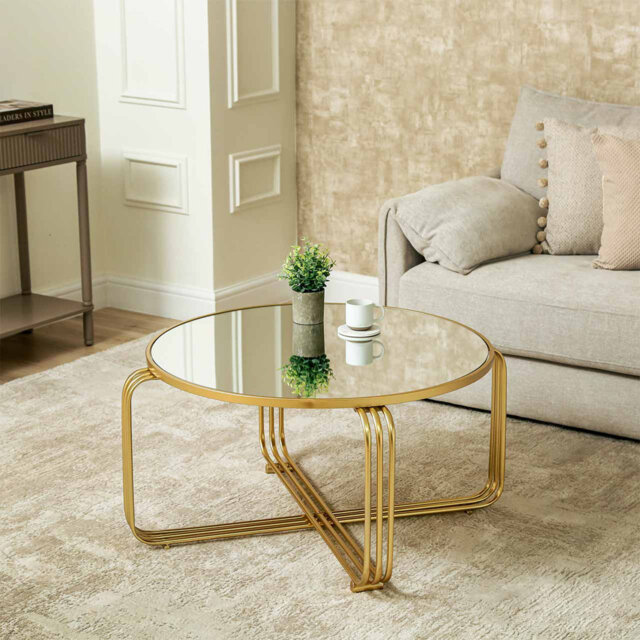 Adero 93cm Round Metal Coffee Table For Living Room Furniture, Center ...