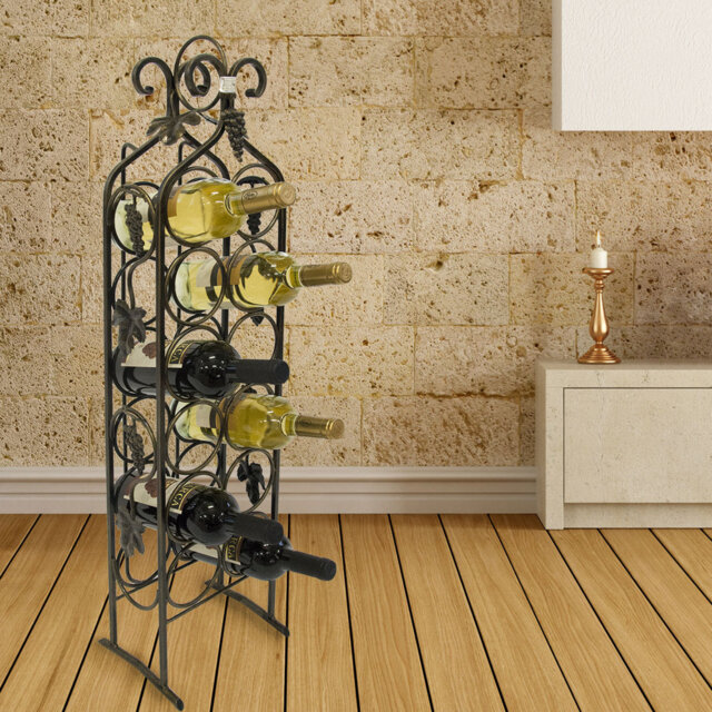 Camelot 12 Bottle Floor Wine Bottle Rack in Black by Wayfair | ufurnish.com