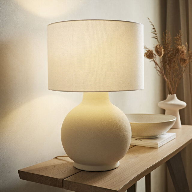 Blair Natural Linen Shade Hand Finished Ceramic Grey Stone Table Lamp ...