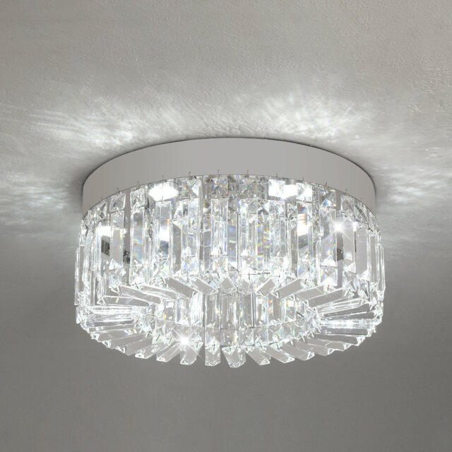 Chrome Crystal Chandelier 16Inch Chrome Semi Flush Mount Ceiling Light ...