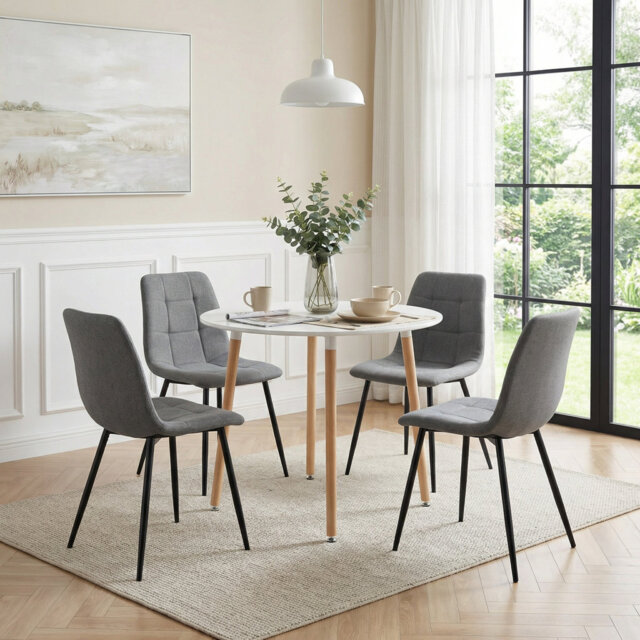 Modern Round Dining Table Set with 4 Dining Chairs by Wayfair ...