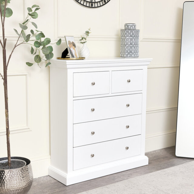 White 5 Drawer Chest Of Drawers - Slimline Haxey White Range by Wayfair ...