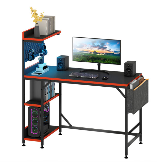 110cm Computer Table Reversible 110Cm W Computer Desk,Home Office Desk Gaming Table With ...