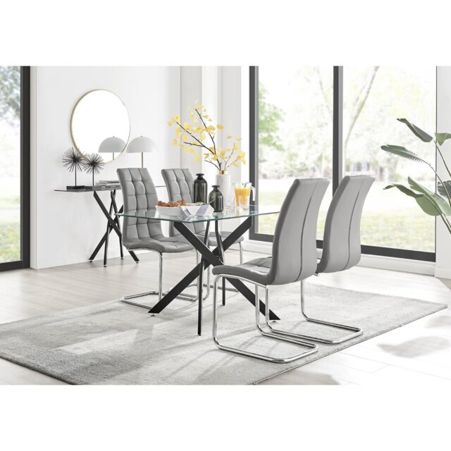 Lenworth Metal and Glass Rectangular Dining Table Set with 4 ...