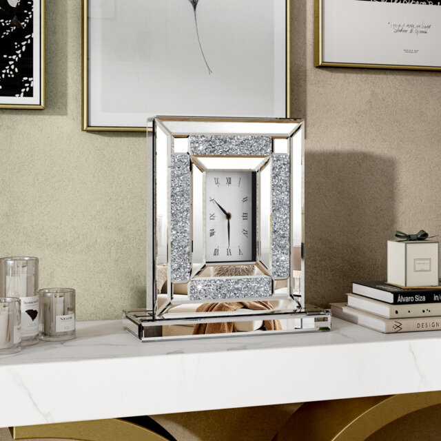 Benten Glass Mirrored Tabletop Clock by Wayfair | ufurnish.com