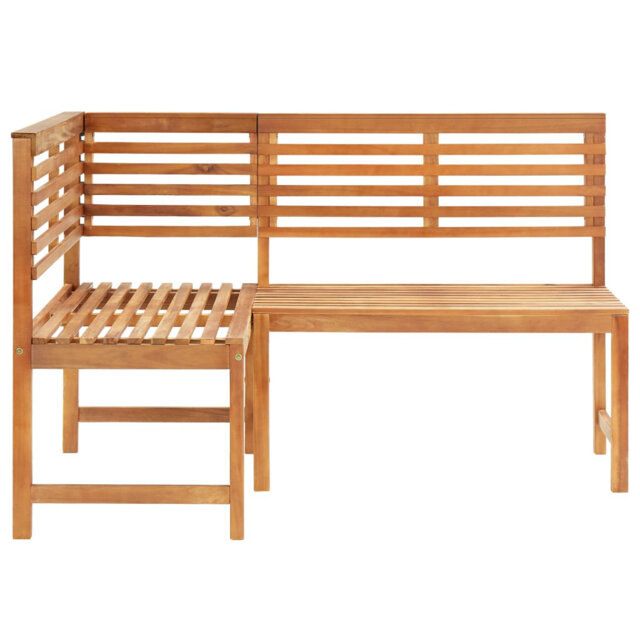 Garden Corner Bench 140Cm - Solid Acacia Wood Outdoor Seating by ...