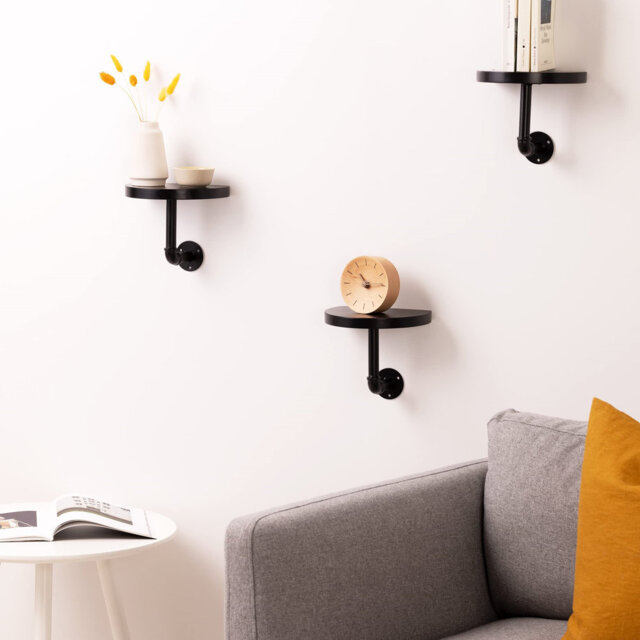Small Part Round Rack Industrial Pipe Rack Set, 3 Small Round Wooden Racks With Shelf ...