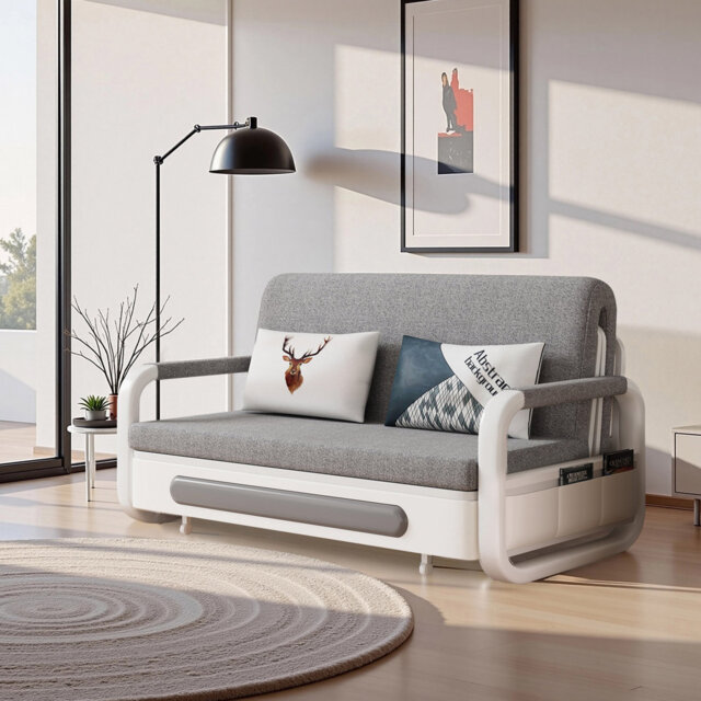 Sleeper Sofa Bed with Storage Compartment, Modern 2-in-1 Convertible ...