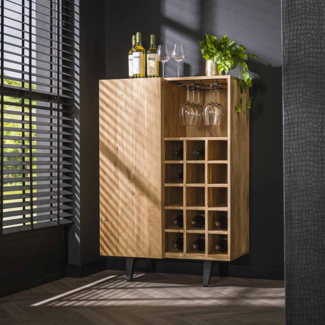 Wallsend Solid Wood Floor Wine Bottle & Glass Rack Brown by Wayfair ...