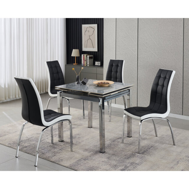 Piccolo Sintered Stone Extending Dining Table with 4 Vienna Chairs by ...