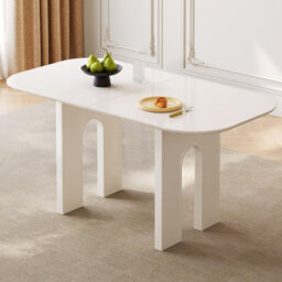 Modern Rectangular Dining Table 160Cm Cream Dining Table For 4-6 Seater ...