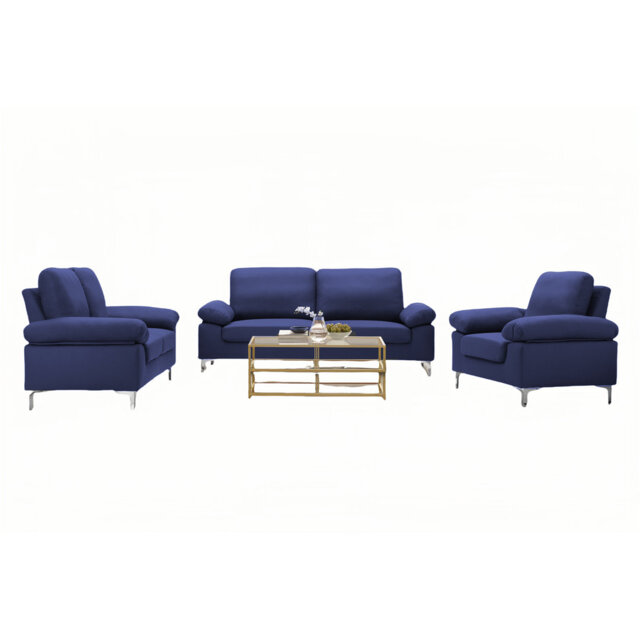 Modern Sofa 3 2 1 Seater Set Fabric with Chrome Feet - Comfortable ...