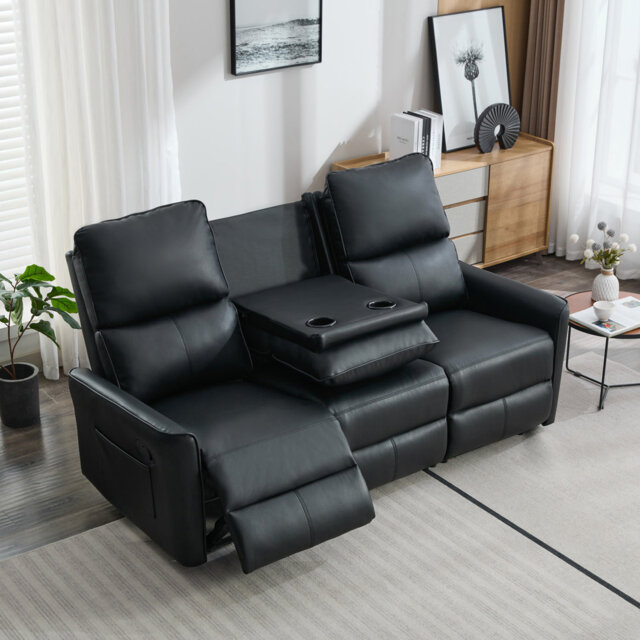 Aburio Vegan Leather Reclining Sofa by Wayfair | ufurnish.com