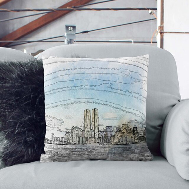 New York Skyline with the Twin Towers Cushion with Filling by Wayfair ...