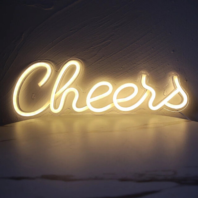 Light Sign Large Trixes Cheers Neon Light Sign - Large LED Hanging Sign - Bright Yellow ...