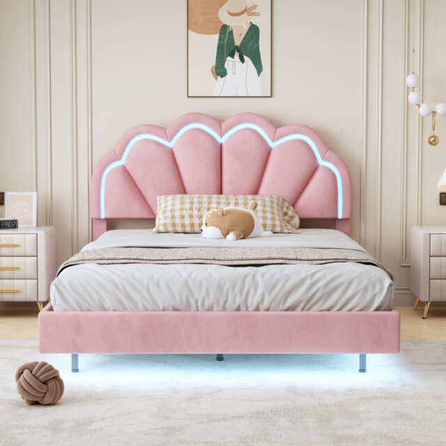 Shell-Shaped Upholstered Bed Frame With LED Lights by Wayfair ...