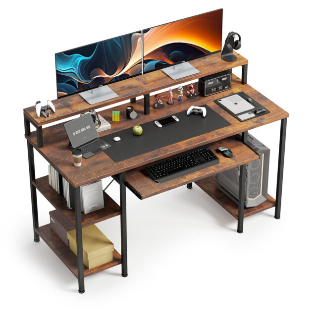 Annalynn 120Cm W Computer Desk with Keyboard Tray, Office Desk with ...