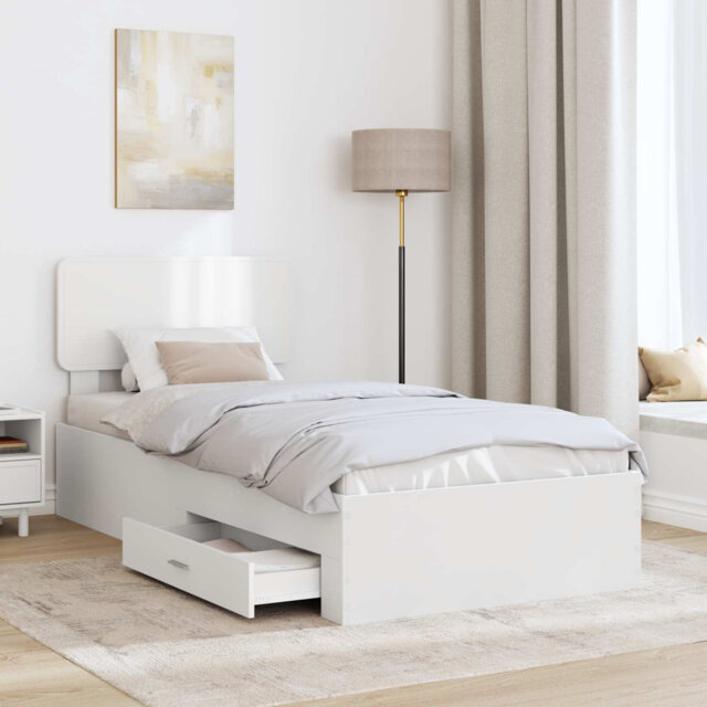 Bed Frame With Drawer Concrete Grey 90 X 200 Cm Engineered Wood by ...