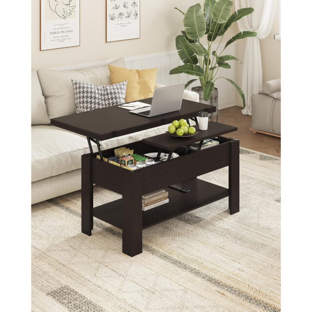 YITAHOME Couchtisch Höhenverstellbar - 4-in-1 Multifunktionstisch Mit LED