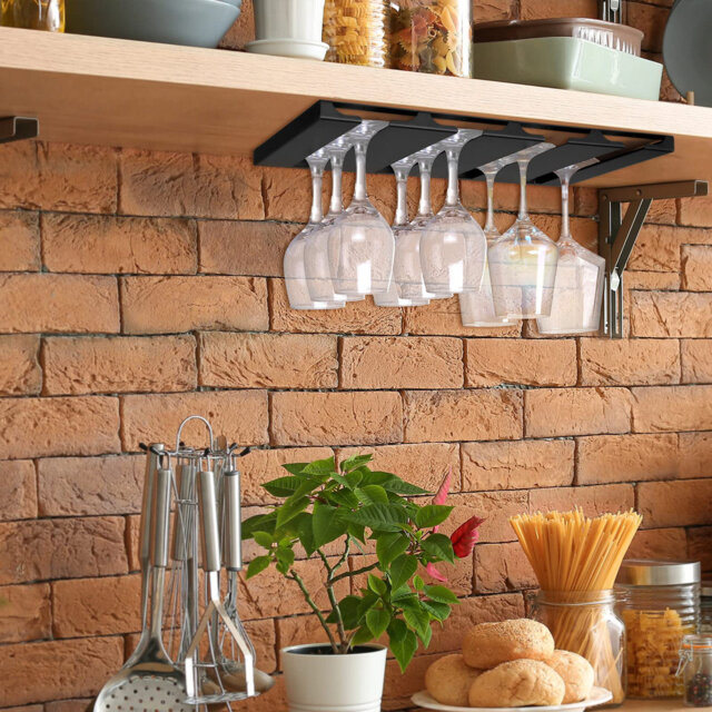 Glass Rack For Restaurant Parlington Wine Glass Rack Under Cabinet, Hanging Stemware Rack ...