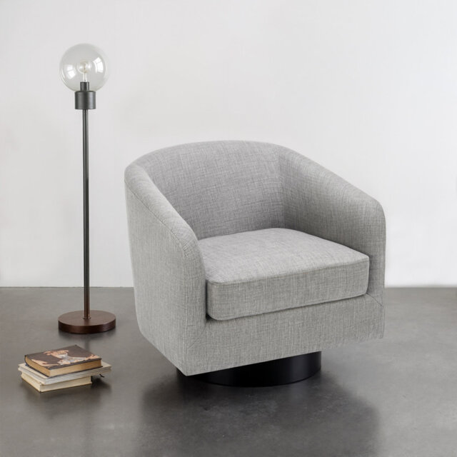 Applewold Upholstered Swivel Barrel Chair with Solid Wood Base by ...