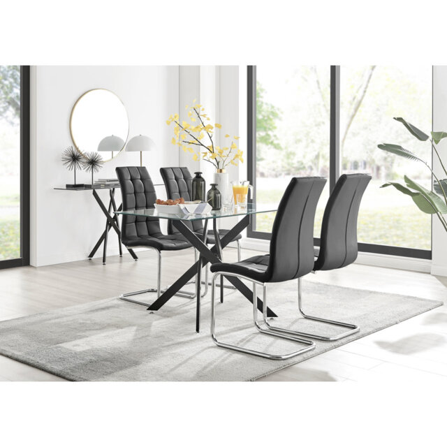 Lenworth Metal and Glass Rectangular Dining Table Set with 4 ...