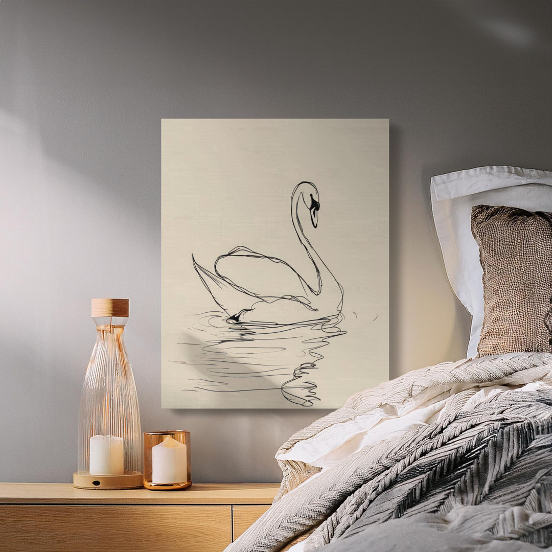 Swan Wall Art Large Swan Canvas Wall Art, Minimalist Line Art