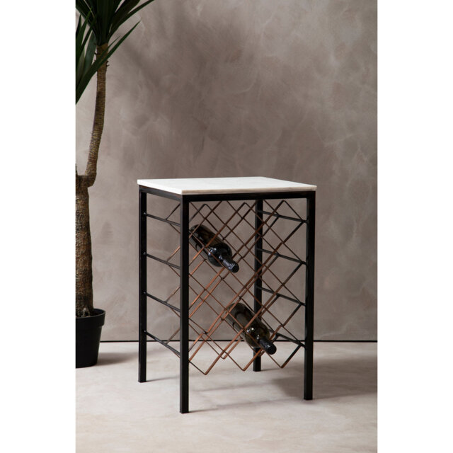 White Marble And Iron Wine Rack Table by Wayfair | ufurnish.com
