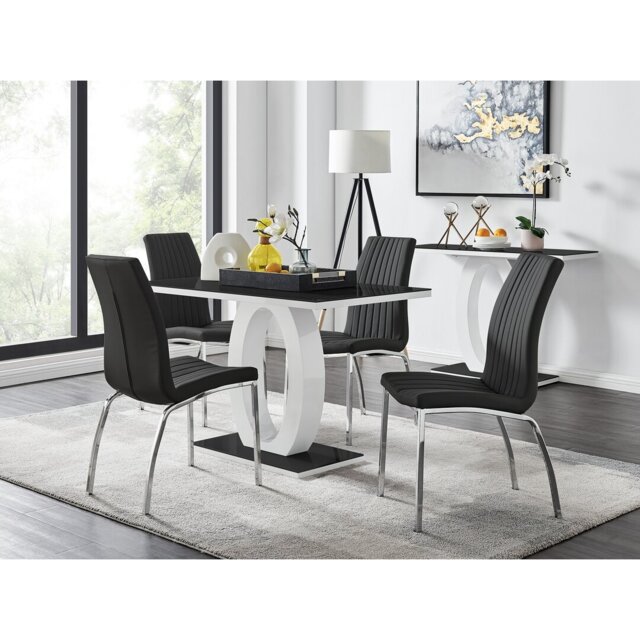 Scottsmoor Modern High Gloss & Glass Dining Table Set - 4 Soft Touch ...